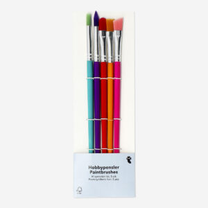 Multi coloured paint brushes with synthetic bristles - 5 pcs