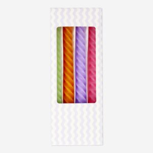 Multi coloured twisted dinner candles - 4 pcs - Image 1