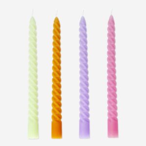 Multi coloured twisted dinner candles - 4 pcs - Image 2