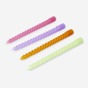 Multi coloured twisted dinner candles - 4 pcs - Image 3