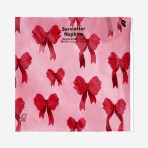 Napkins with red bows - 16 pcs - Image 1