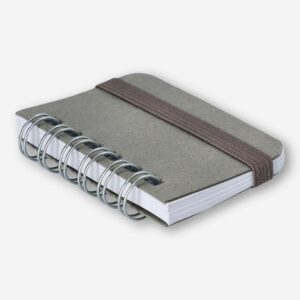 Grey Mini Notebook with Blank Pages and Elastic Closure - Image 3