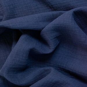 Cotton Double Gauze Fabric - Navy - Image 2