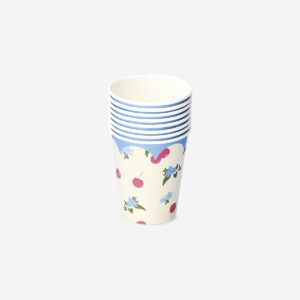 Paper cup with cherries and flowers - 8 pcs - Image 2
