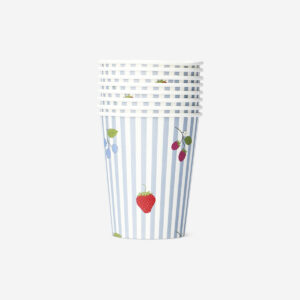Paper cups with berry print - 8 pcs - Image 1