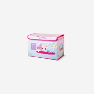 Pink collapsible storage box as school bus - 38 x 25 cm