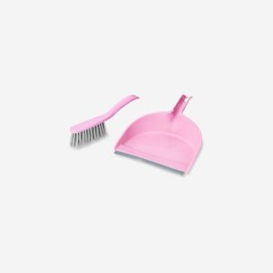 Pink dust brush with dustpan - Image 1