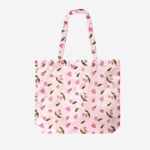 Pink foldable bag with cherry blossoms - Image 1