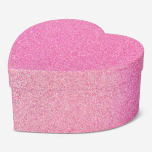 Pink heart shaped glitter gift box - Image 1