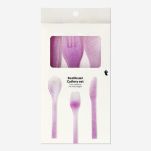 Pink plastic cutlery set - 6 pcs - Image 2