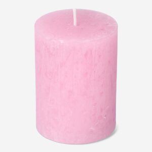 Pink Rustic Pillar Candle - 8 cm - Image 1