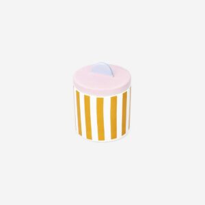 Pink storage jar with stripes and shell - 9 cm - Image 2
