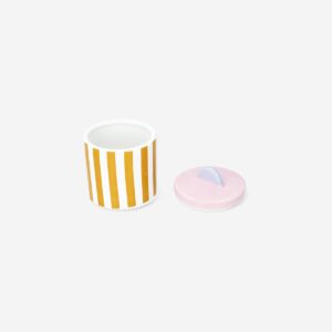 Pink storage jar with stripes and shell - 9 cm - Image 3
