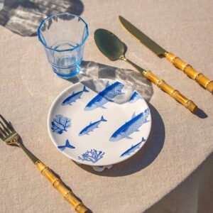 Plate with blue fish print - 15.5 cm - Image 1