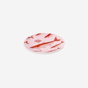 Plate with pink fish print - 20 cm - Image 2