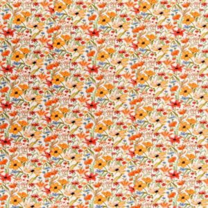 Printed Cotton Lawn Fabric - Cosmos Orange - Image 1