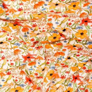 Printed Cotton Lawn Fabric - Cosmos Orange - Image 2