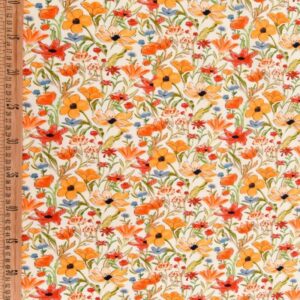 Printed Cotton Lawn Fabric - Cosmos Orange - Image 3
