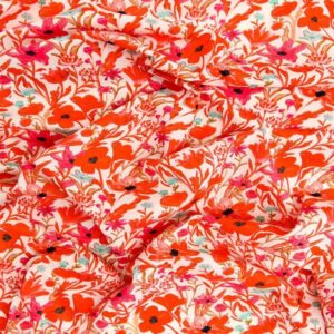 Printed Cotton Lawn Fabric - Cosmos Red - Image 2