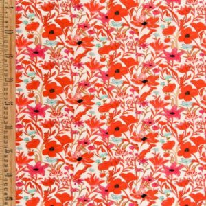 Printed Cotton Lawn Fabric - Cosmos Red - Image 3
