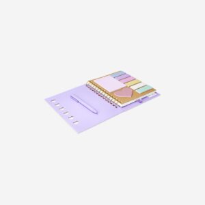 Purple notebook with ballpoint pen and sticky memos - Image 3