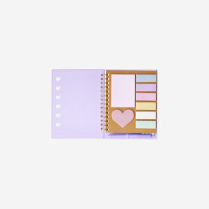 Purple notebook with ballpoint pen and sticky memos - Image 2