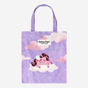 Purple tote bag with clouds - Image 1