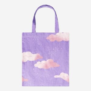Purple tote bag with clouds - Image 3