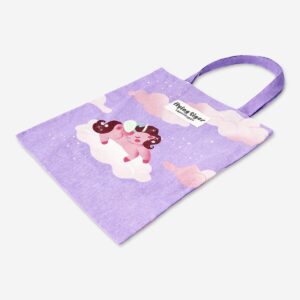 Purple tote bag with clouds - Image 2