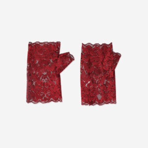 Red lace fingerless gloves - One Size - Image 2
