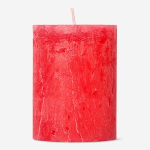Red Rustic Pillar Candle - 8 cm - Image 2