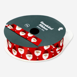 Red satin ribbon with santa - 10 m - Image 1