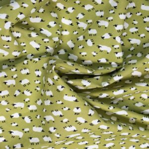 Rose and Hubble Cotton Poplin Fabric - Sheep - Light Green - Image 2