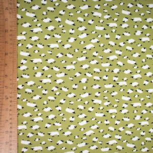 Rose and Hubble Cotton Poplin Fabric - Sheep - Light Green - Image 1