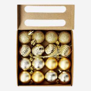 Set of gold Christmas baubles - 16 pcs - Image 1