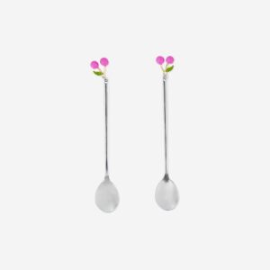 Silver dessert spoons with cherries - 2 pcs - Image 2