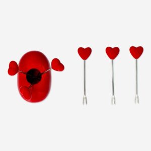 Snack forks in heart shaped holder - 6 pcs - Image 2
