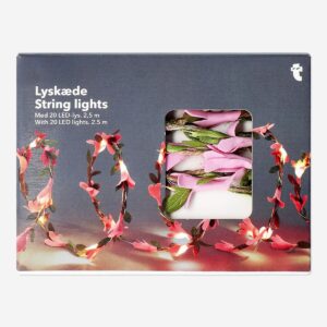 String lights with pink flowers - 250 cm - Image 1