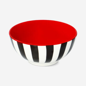 Stripy bowl with red colour inside - 14 cm - Image 1