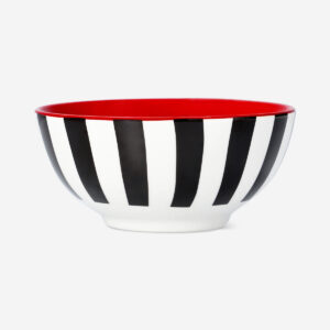 Stripy bowl with red colour inside - 14 cm - Image 2