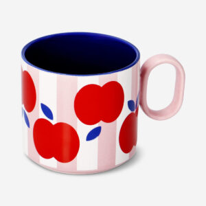 Stripy mug with apples - 300 ml - Image 1