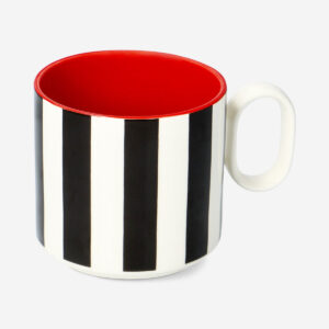 Stripy mug with red colour inside - 300 ml - Image 1