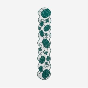 Green table runner with pumpkin print - Image 2