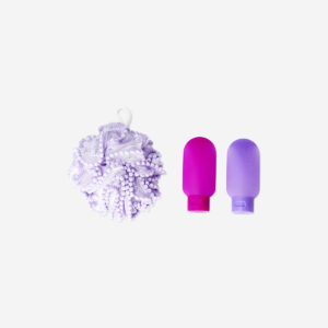 Travel set with bottles and wash sponge - 3 pcs - Image 3