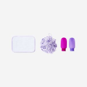 Travel set with bottles and wash sponge - 3 pcs - Image 2
