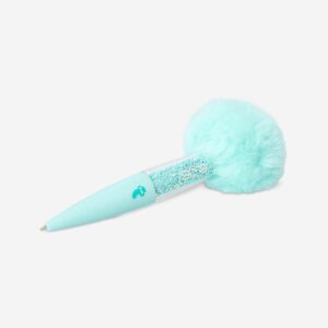 Turquoise ballpoint pen with plush top - Image 3