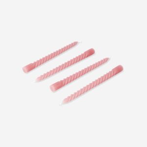 Twisted pink dinner candles - 4 pcs - Image 3