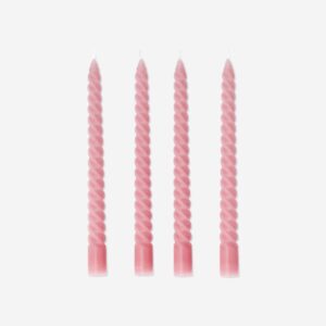 Twisted pink dinner candles - 4 pcs - Image 2