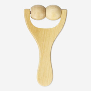 Wooden massage roller for body with two wheels - Image 1