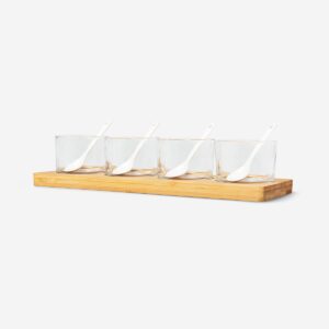 Wooden tray with serving bowls and spoons - Image 2